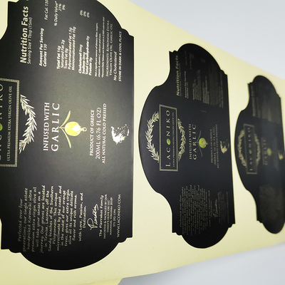 Die Cut Golden Foil Tłoczenie Lśniące etykiety samoprzylepne do żywności Niestandardowy kształt